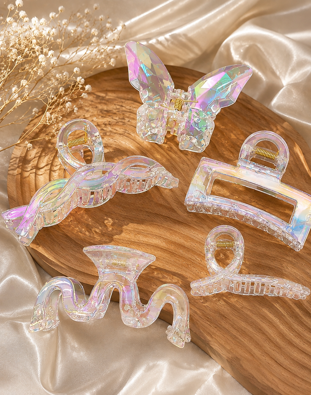 5 pcs Aurora Iridescent Hair Claw Clip Set