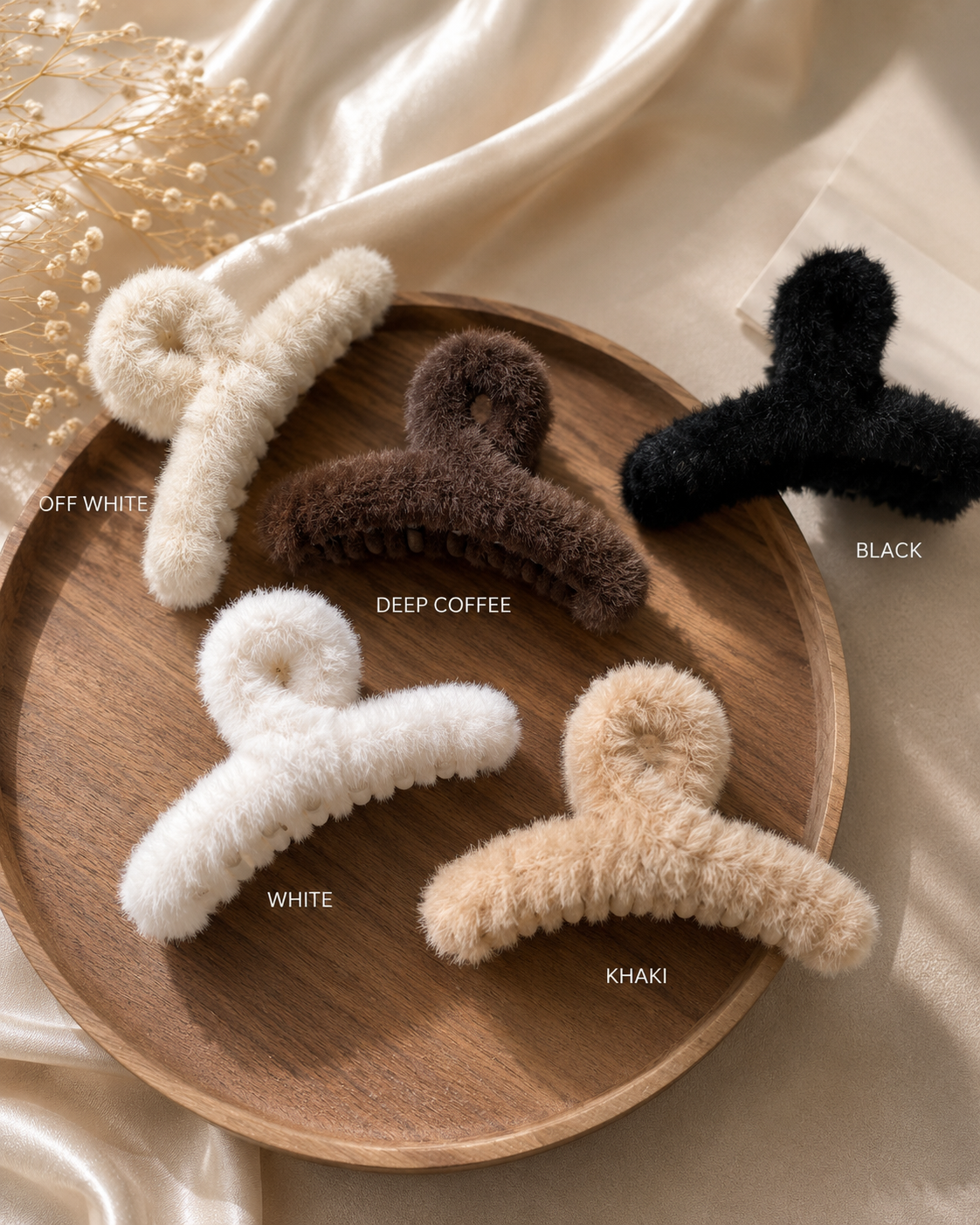 6pc Soft Plush Hair Claw Clip