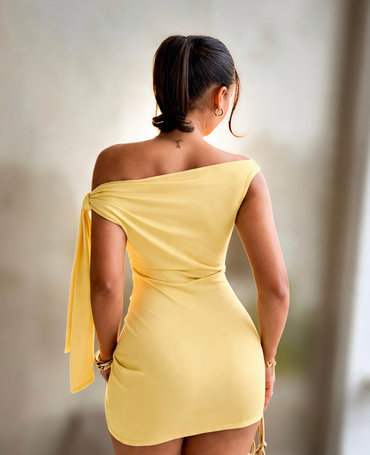 Chic One-Shoulder Ruched Bodycon Mini Dress