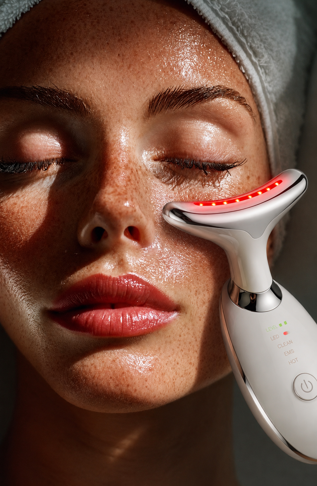 3-in-1 Neck & Face Sculpting Massager | LED Light Therapy & Thermal Firming Device