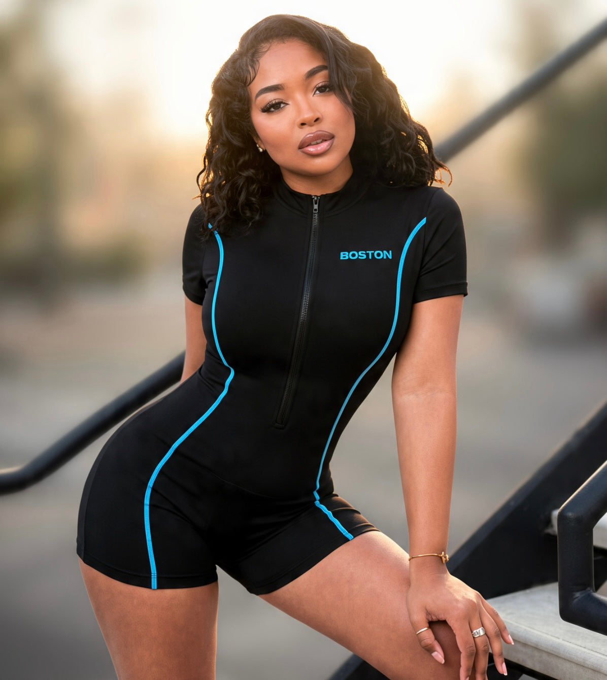 Zip-Front Athletic Romper