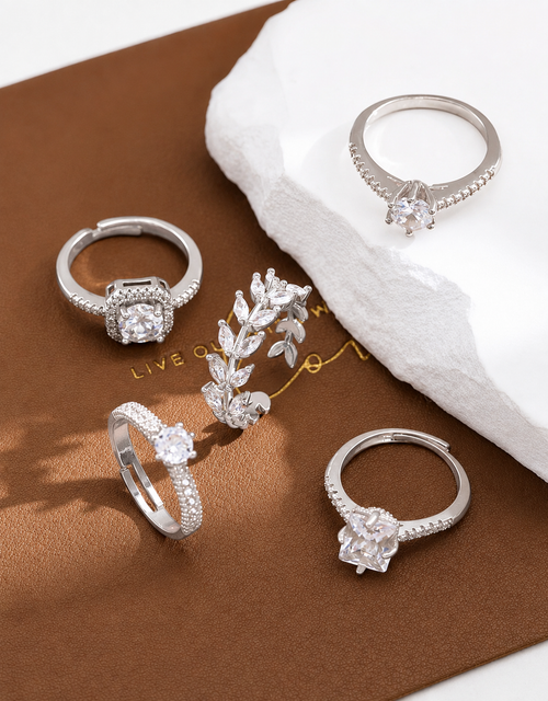 Adjustable Luxury Cubic ZirconiaRing Set (5 Piece)