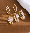 Adjustable Luxury Cubic ZirconiaRing Set (5 Piece)