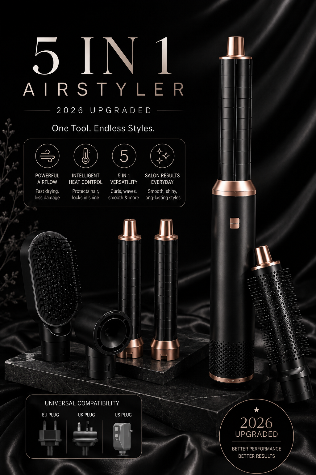 5-in-1 Upgraded AirStyler & Multi-Styler Hair Dryer Kit