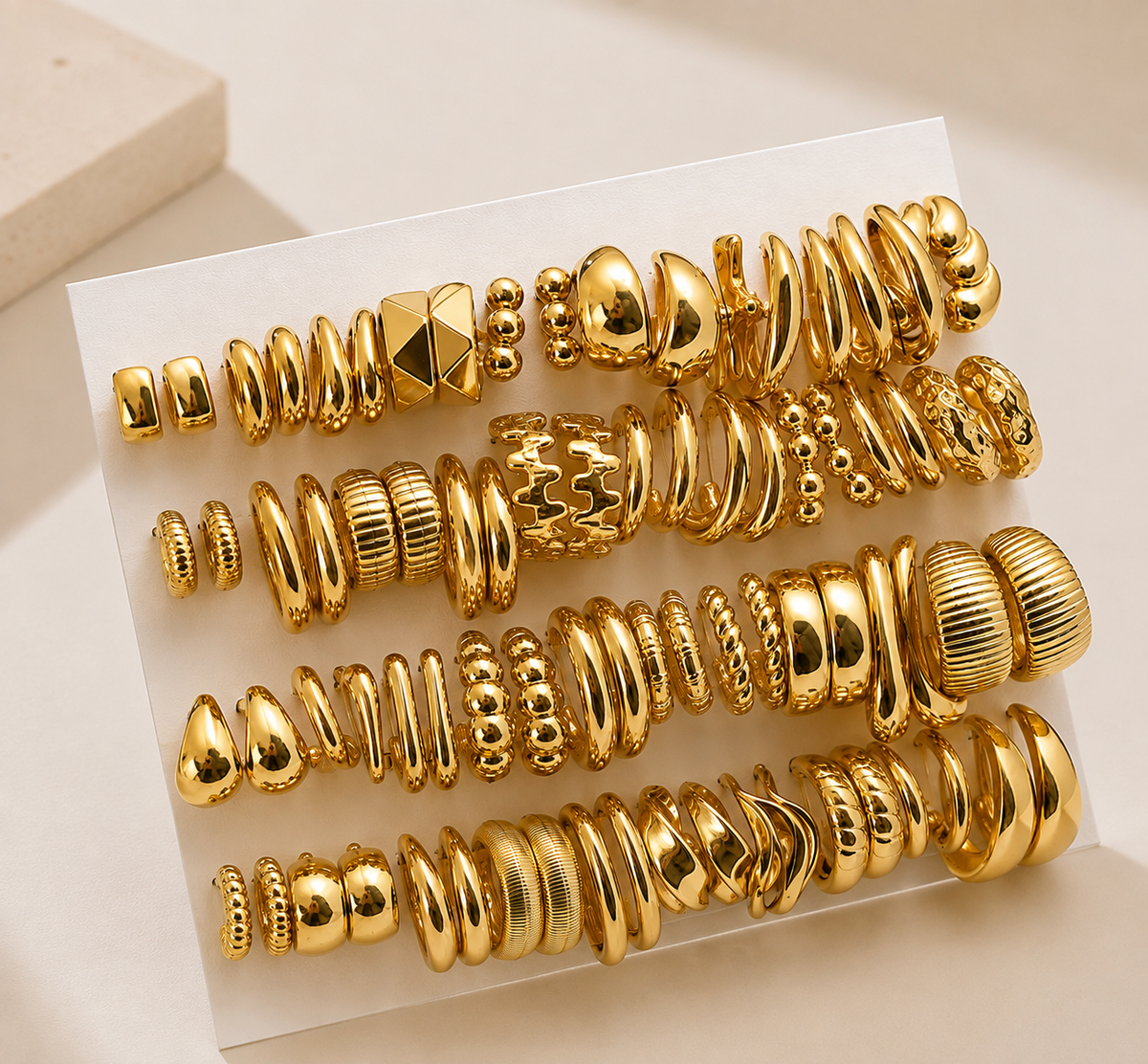 Gold Chunky Hoop Earring Set