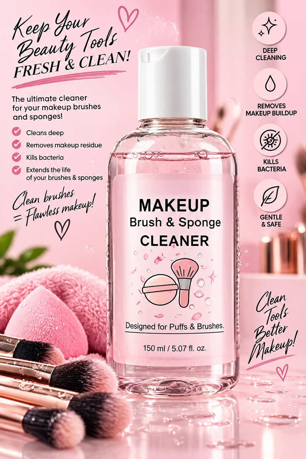 Gentle Makeup Brush & Sponge Cleansing Solution