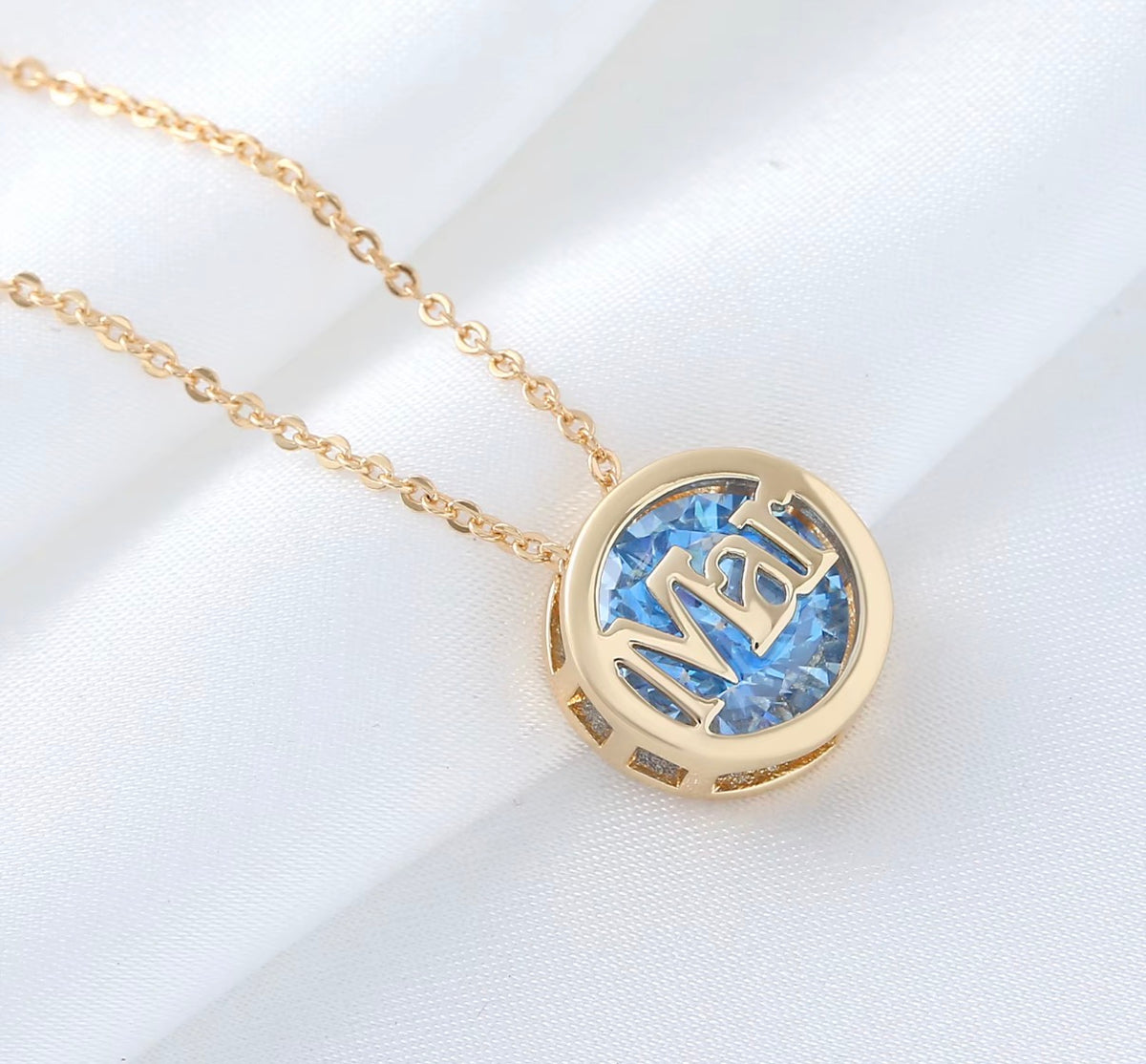Personalized Birthstone Month Cutout Pendant Necklace
