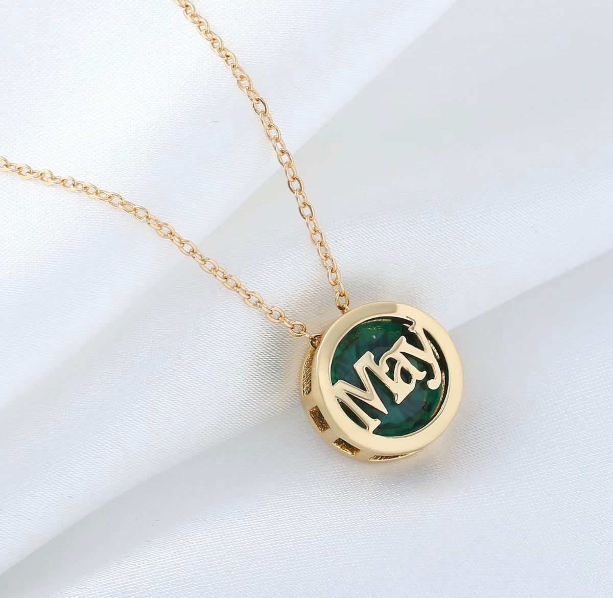 Personalized Birthstone Month Cutout Pendant Necklace