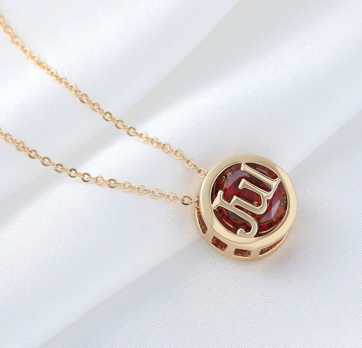 Personalized Birthstone Month Cutout Pendant Necklace