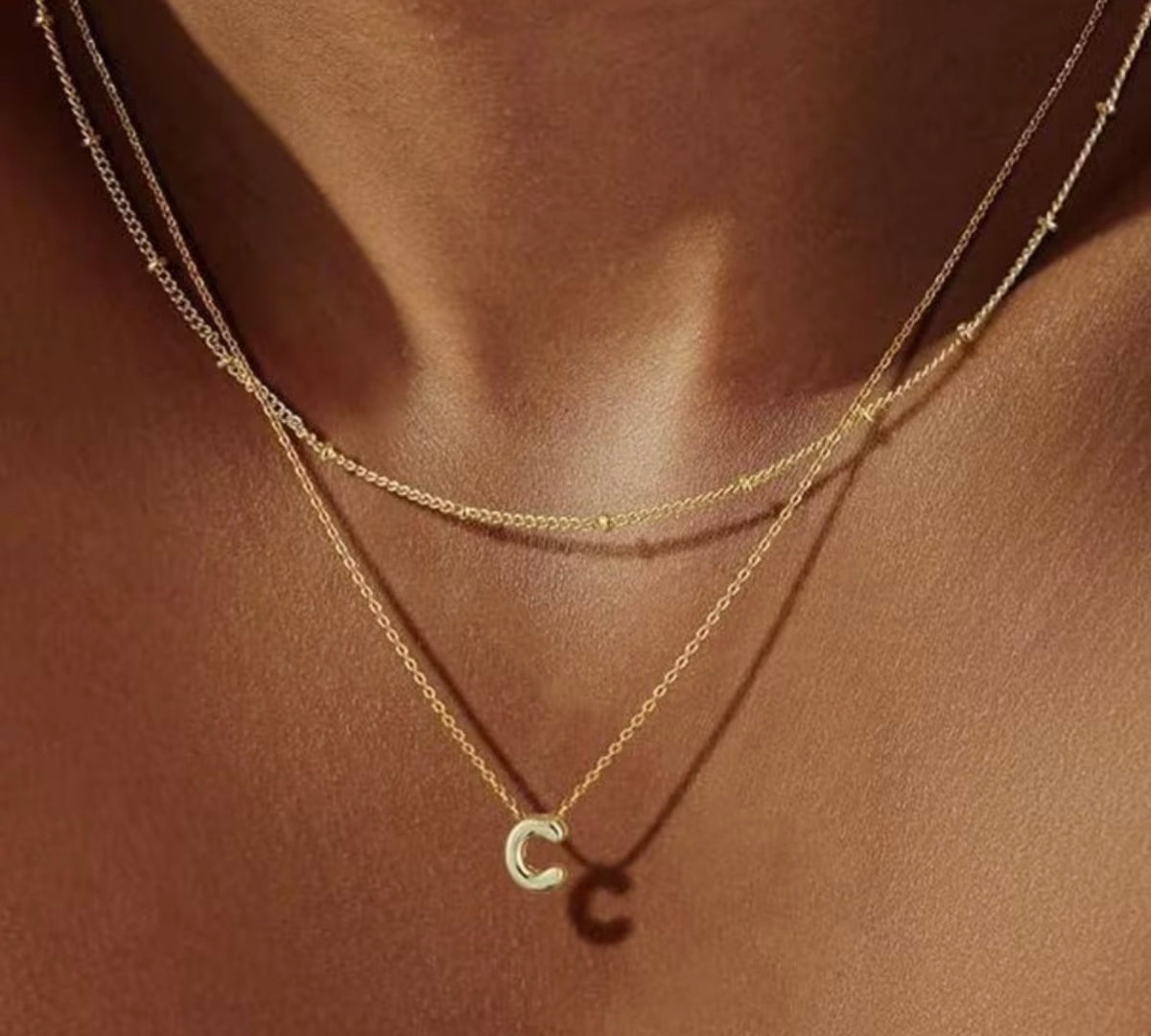 Dainty Gold Initial Layered Choker Necklace