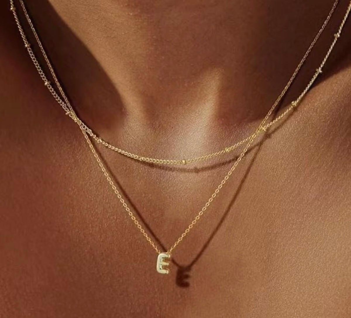 Dainty Gold Initial Layered Choker Necklace
