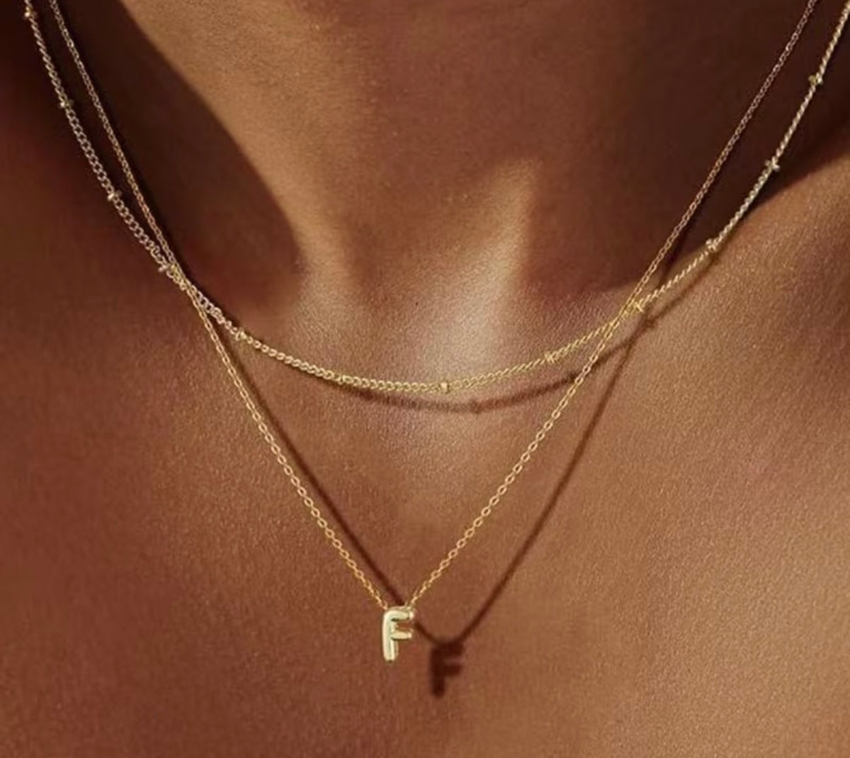 Dainty Gold Initial Layered Choker Necklace