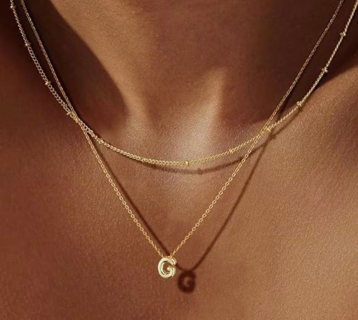 Dainty Gold Initial Layered Choker Necklace
