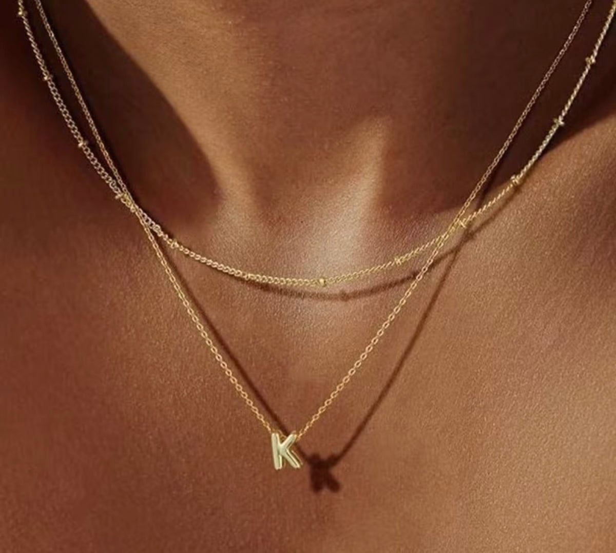 Dainty Gold Initial Layered Choker Necklace
