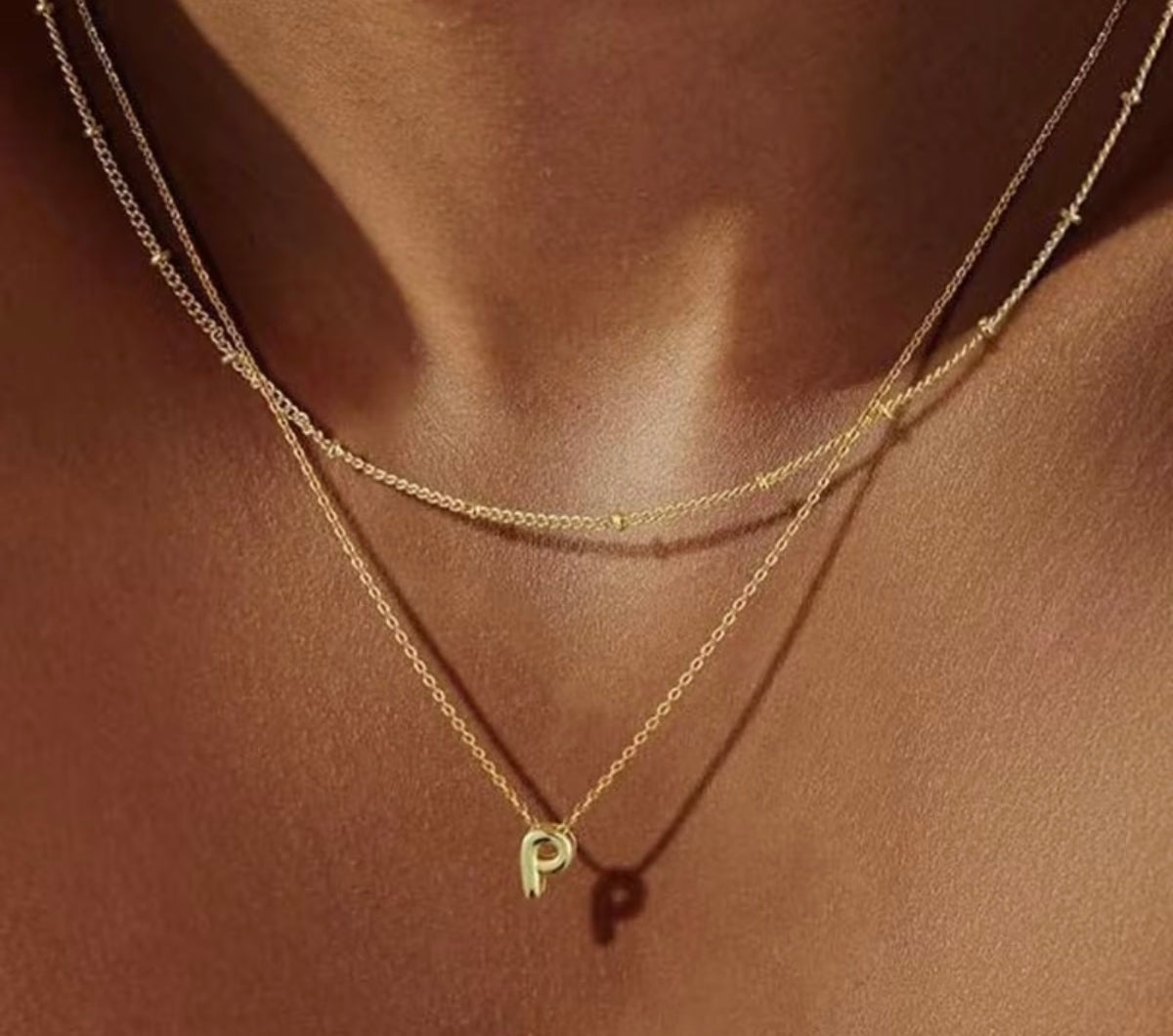 Dainty Gold Initial Layered Choker Necklace