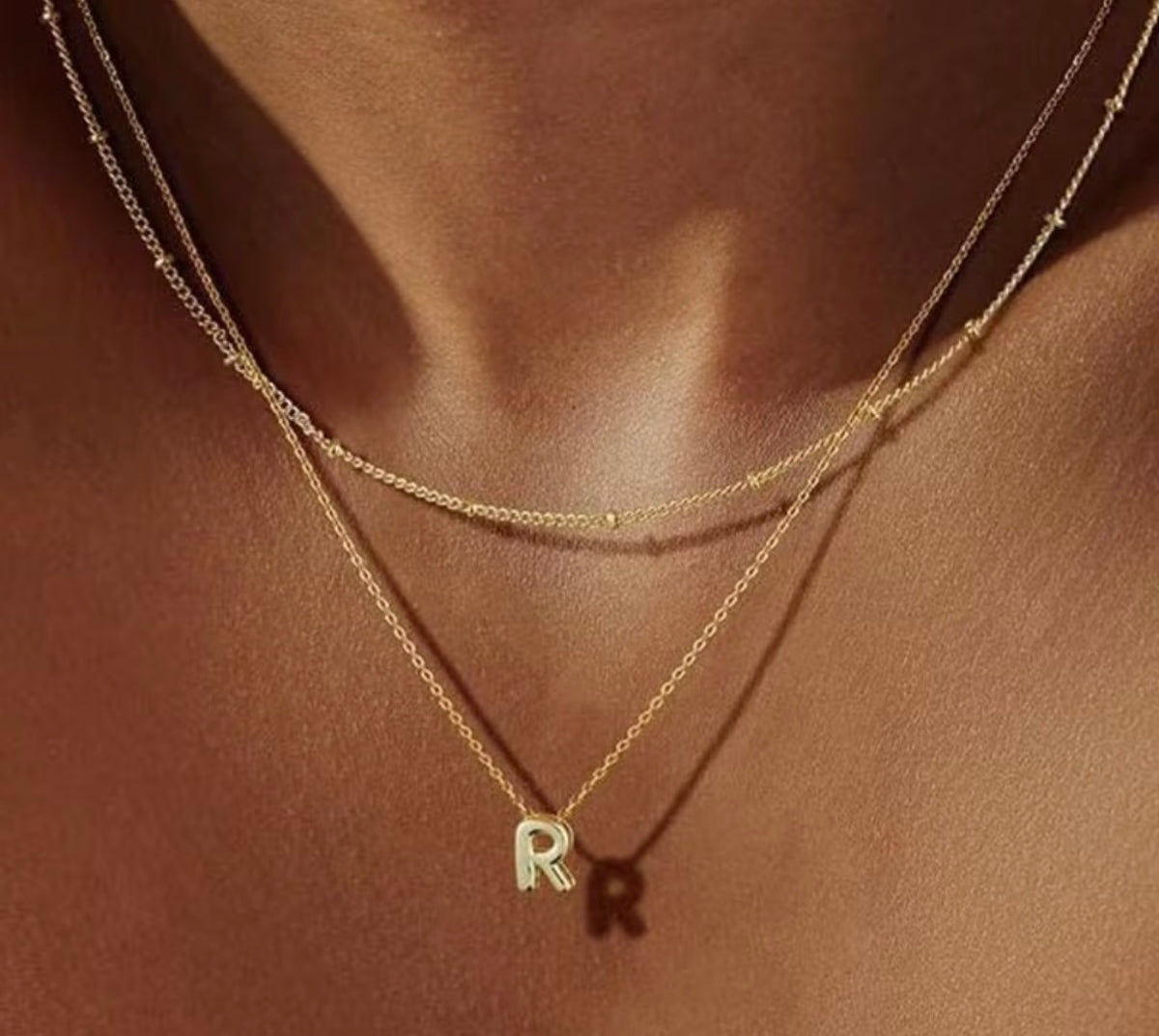 Dainty Gold Initial Layered Choker Necklace