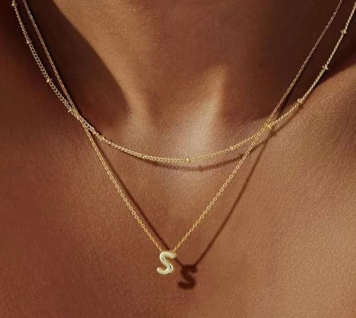 Dainty Gold Initial Layered Choker Necklace