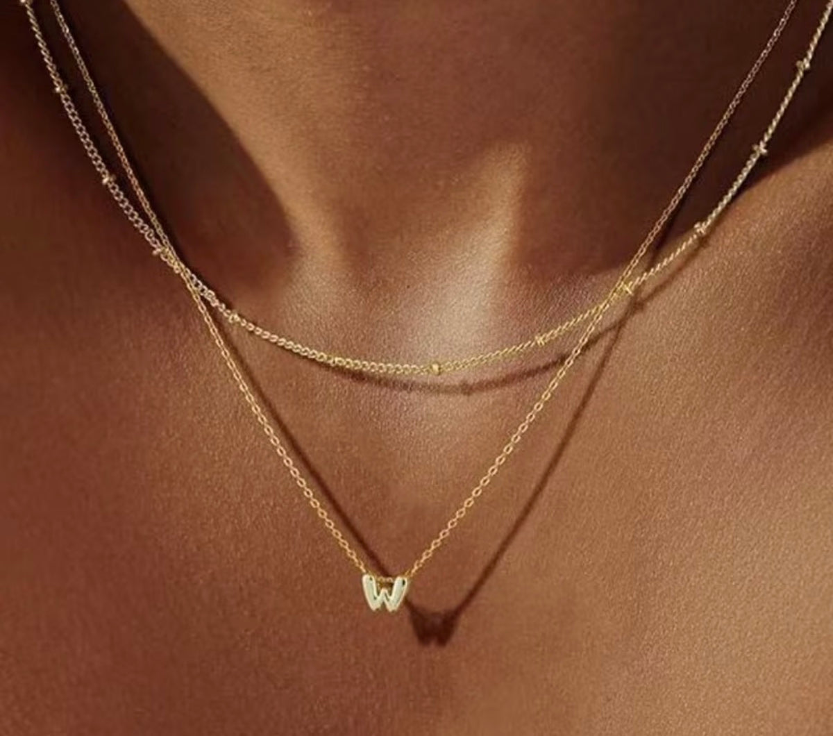 Dainty Gold Initial Layered Choker Necklace