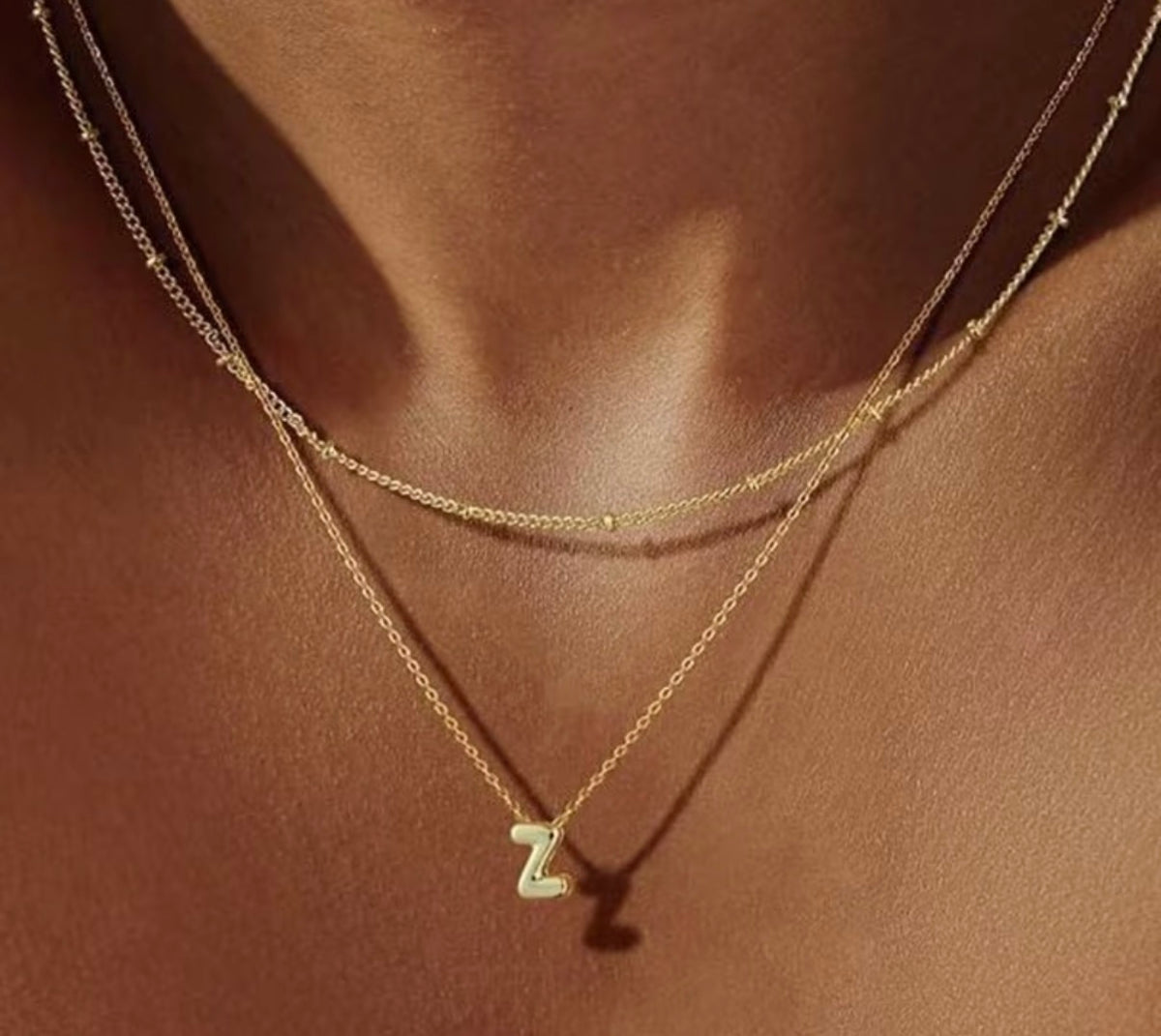 Dainty Gold Initial Layered Choker Necklace