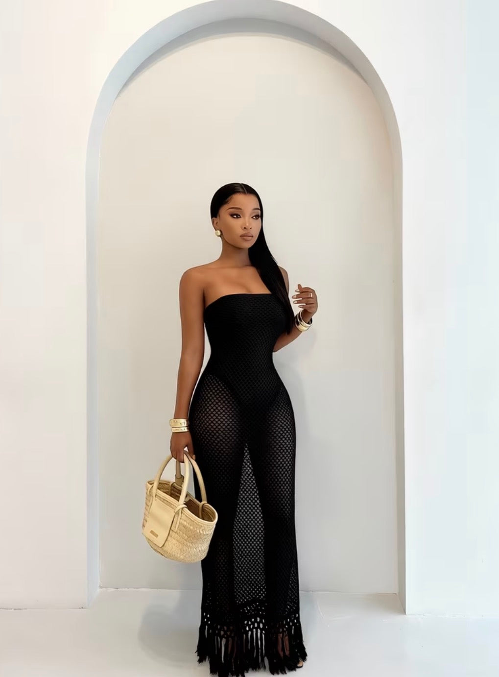 Mirage Open-Knit Beach Long Dress