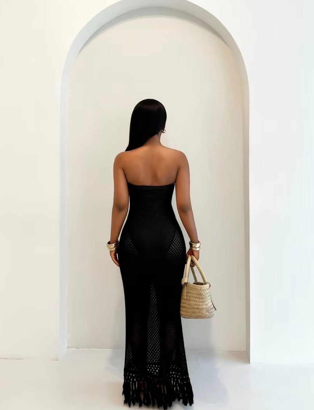 Mirage Open-Knit Beach Long Dress