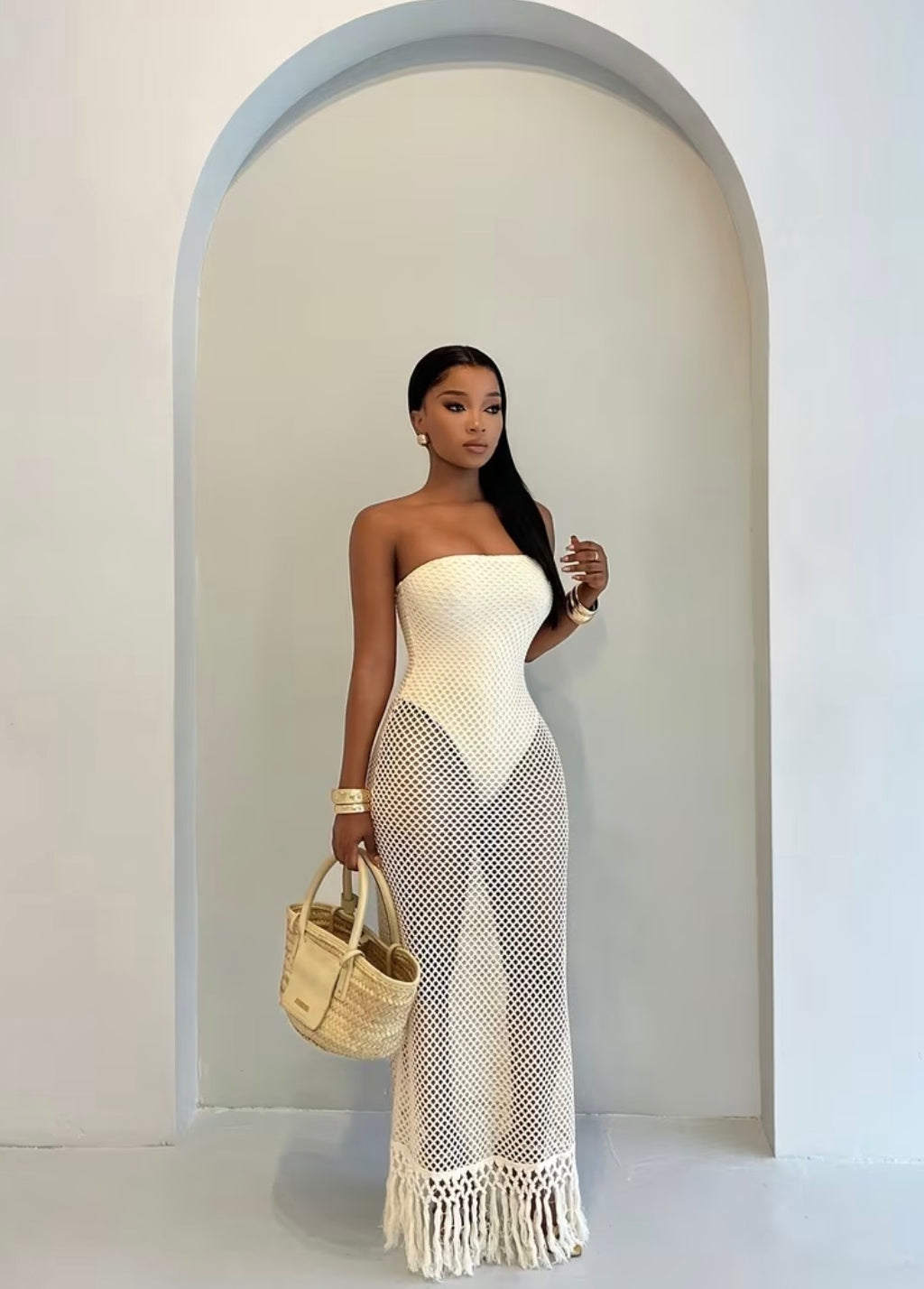 Mirage Open-Knit Beach Long Dress