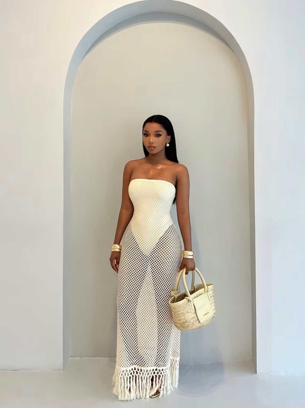 Mirage Open-Knit Beach Long Dress