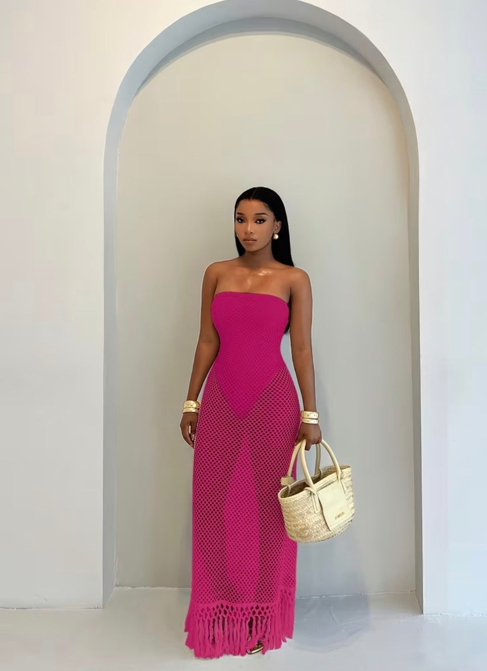 Mirage Open-Knit Beach Long Dress