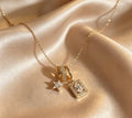 Dainty Star & Rectangular Charm Pendant Necklace