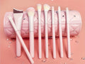 Pink Quilted Makeup Brush Set with Case