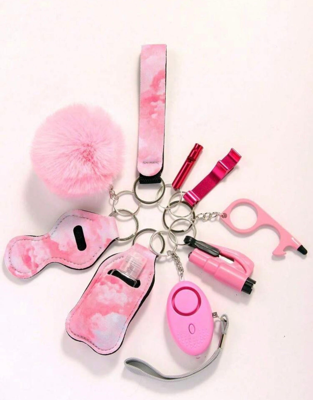 Chic Marble Self-Defense & Safety Keychain Set