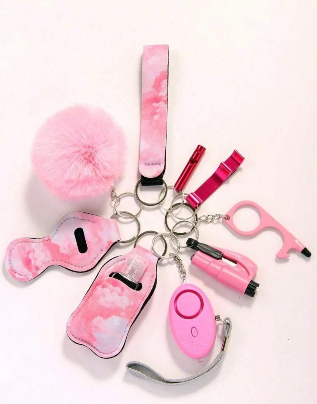 Chic Marble Self-Defense & Safety Keychain Set
