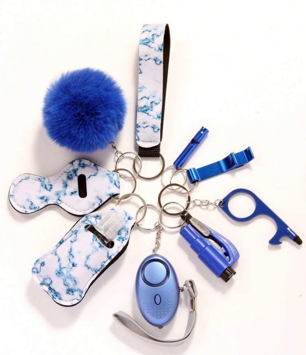 Chic Marble Self-Defense & Safety Keychain Set