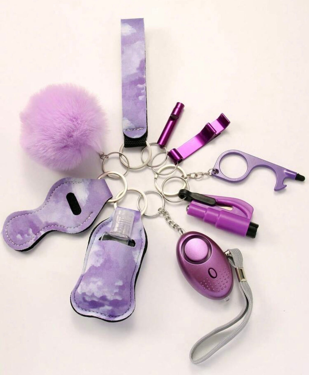 Chic Marble Self-Defense & Safety Keychain Set