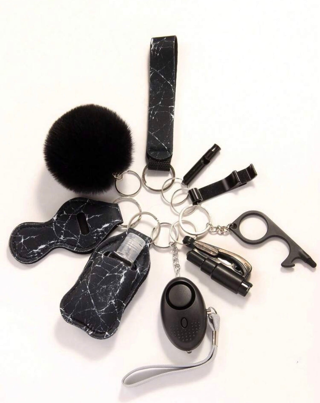 Chic Marble Self-Defense & Safety Keychain Set