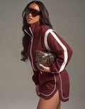 Contrast Trim Track Jacket & Shorts Set 2 Piece