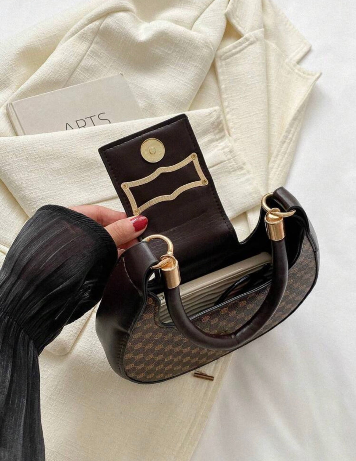 Vintage Monogram Crescent Shoulder Bag