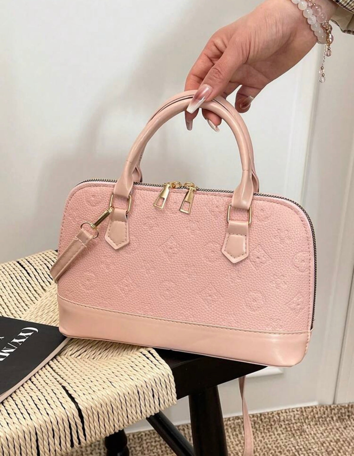 Embossed Monogram Dome Handbag