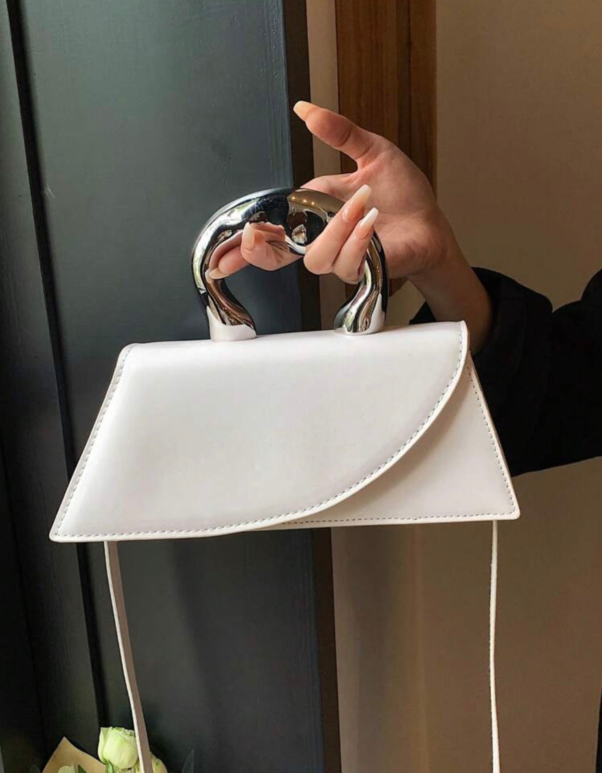 Sculptural Chrom Handle Handbag
