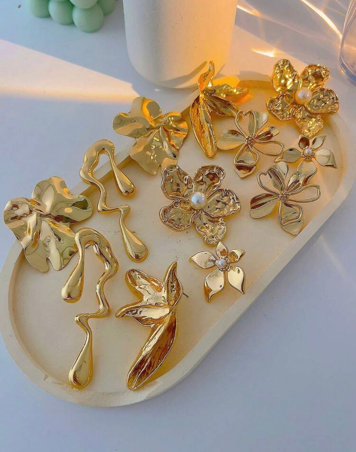 Picasso Profile Gold Line Art Earrings