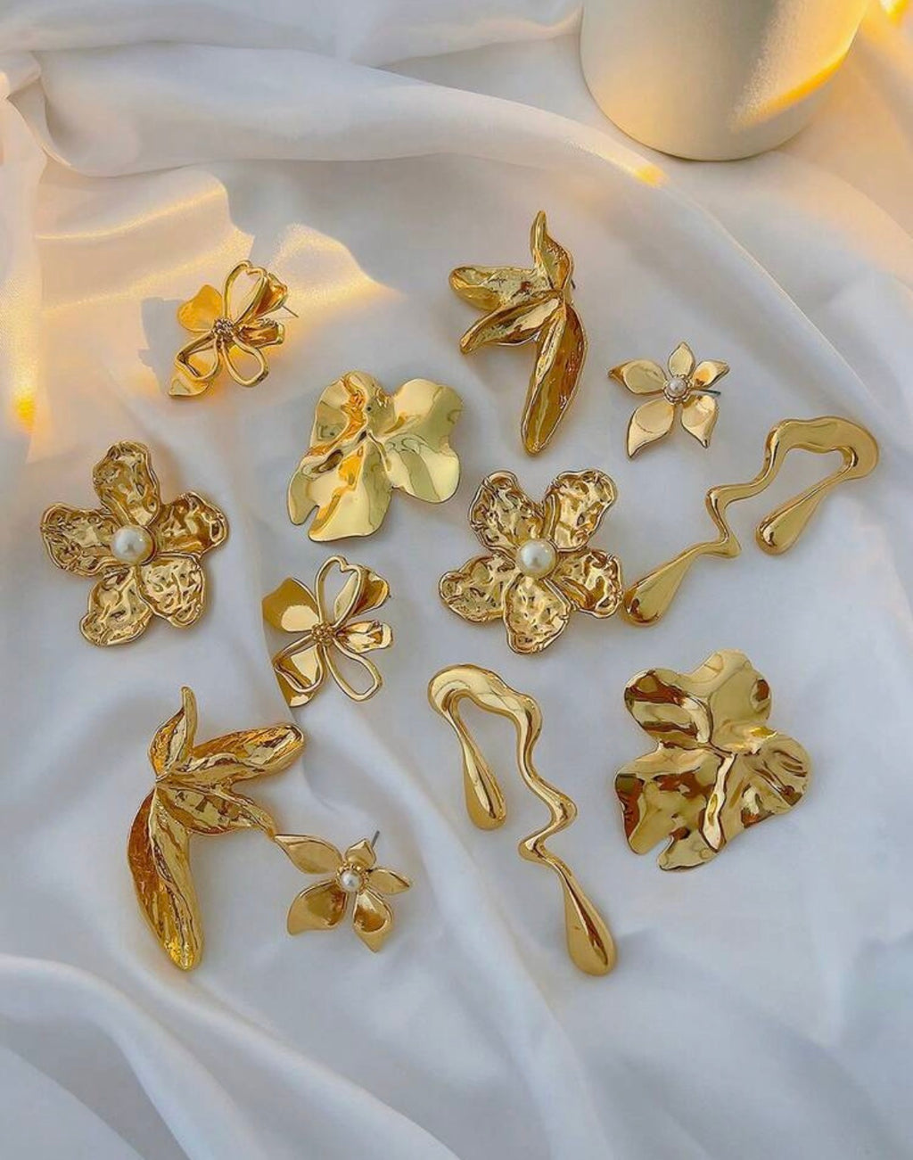Picasso Profile Gold Line Art Earrings