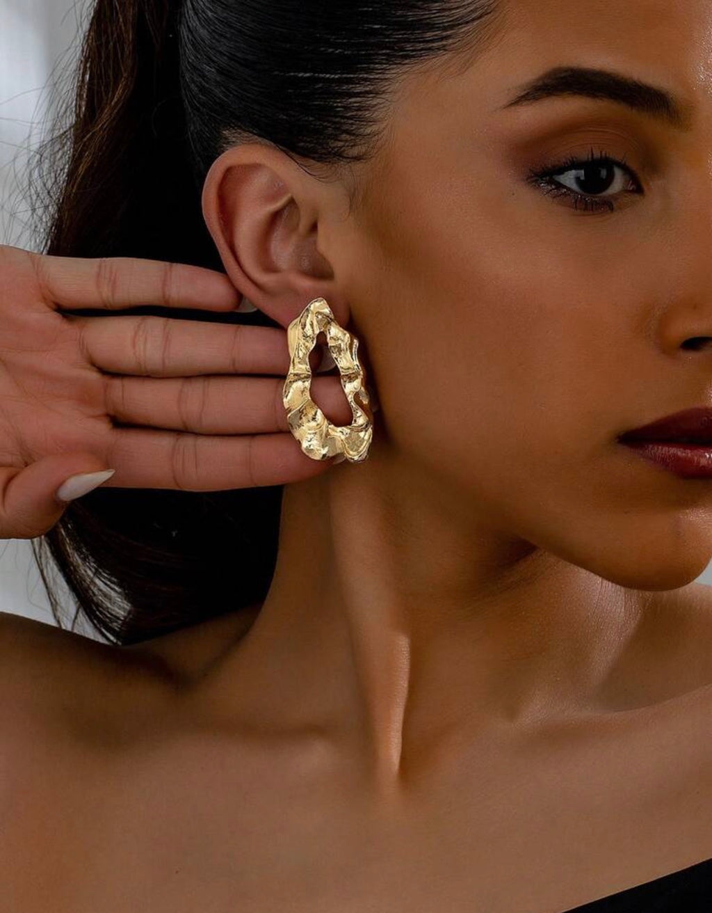 Organic Molten Gold Open Hoops