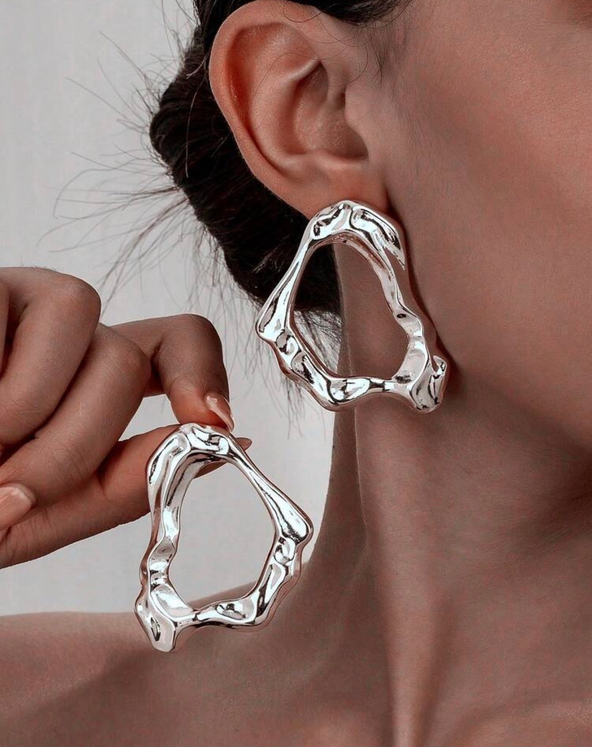 Organic Molten Gold Open Hoops
