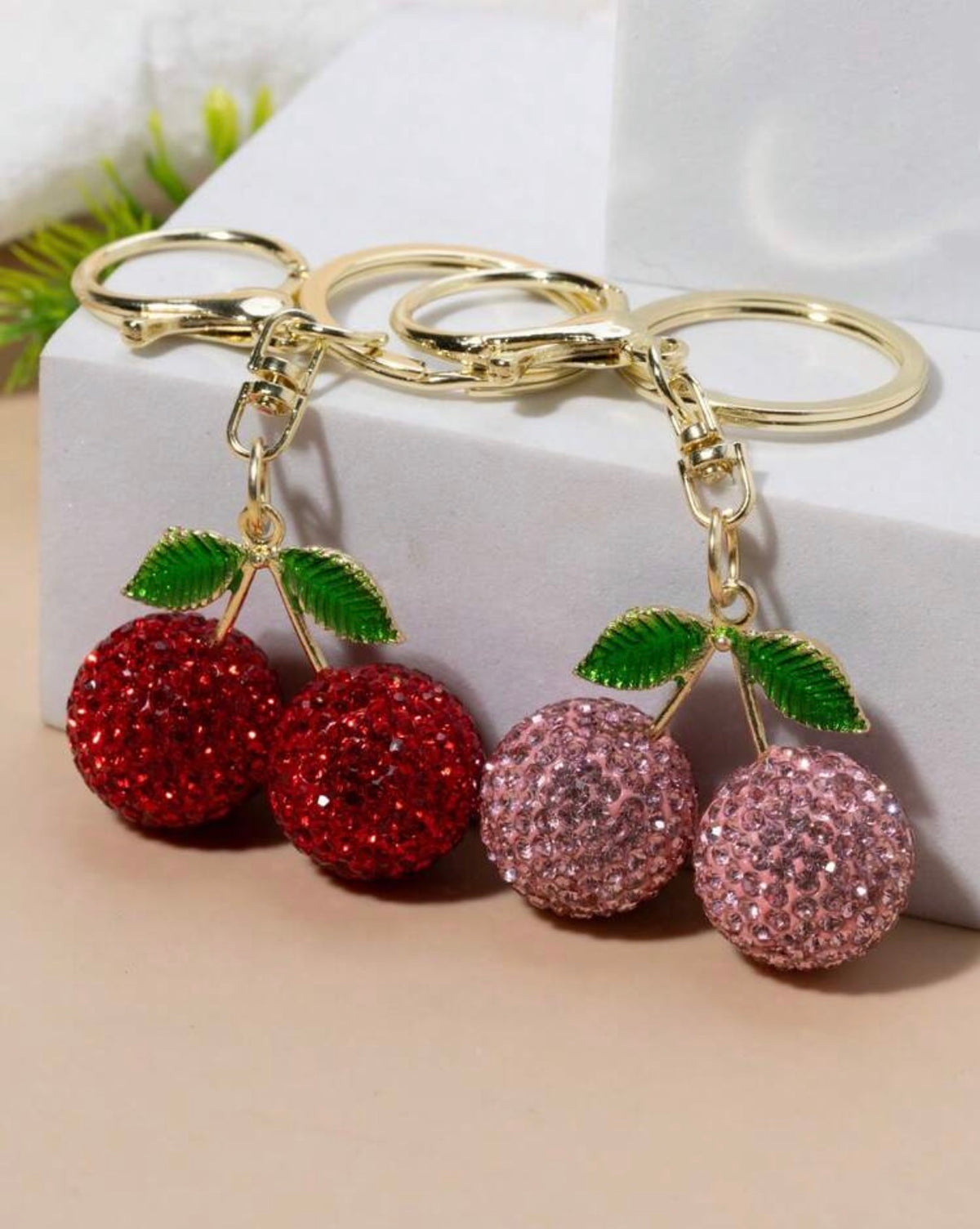 Sparkling Rhinestone Cherry Bag Charm