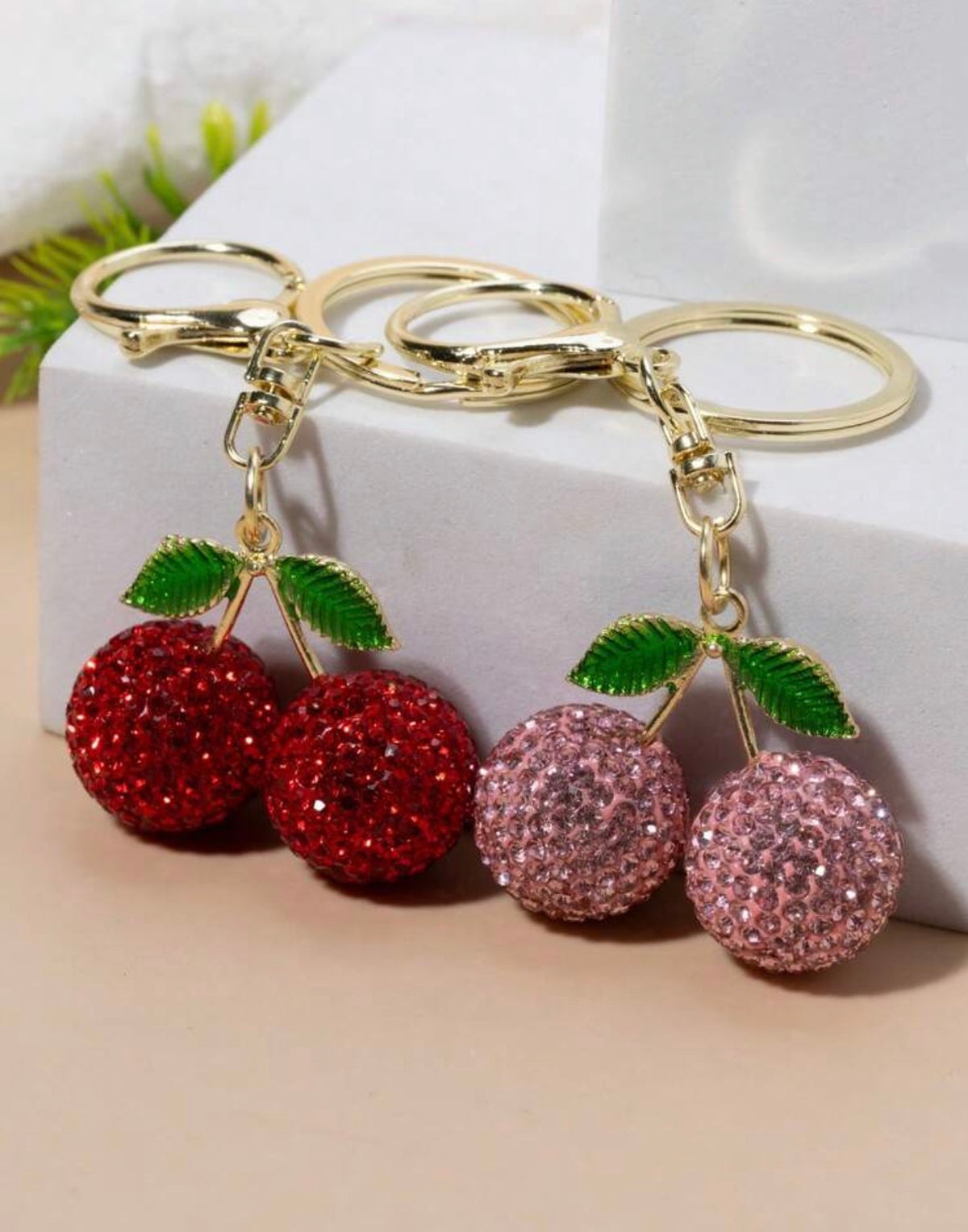 Sparkling Rhinestone Cherry Bag Charm