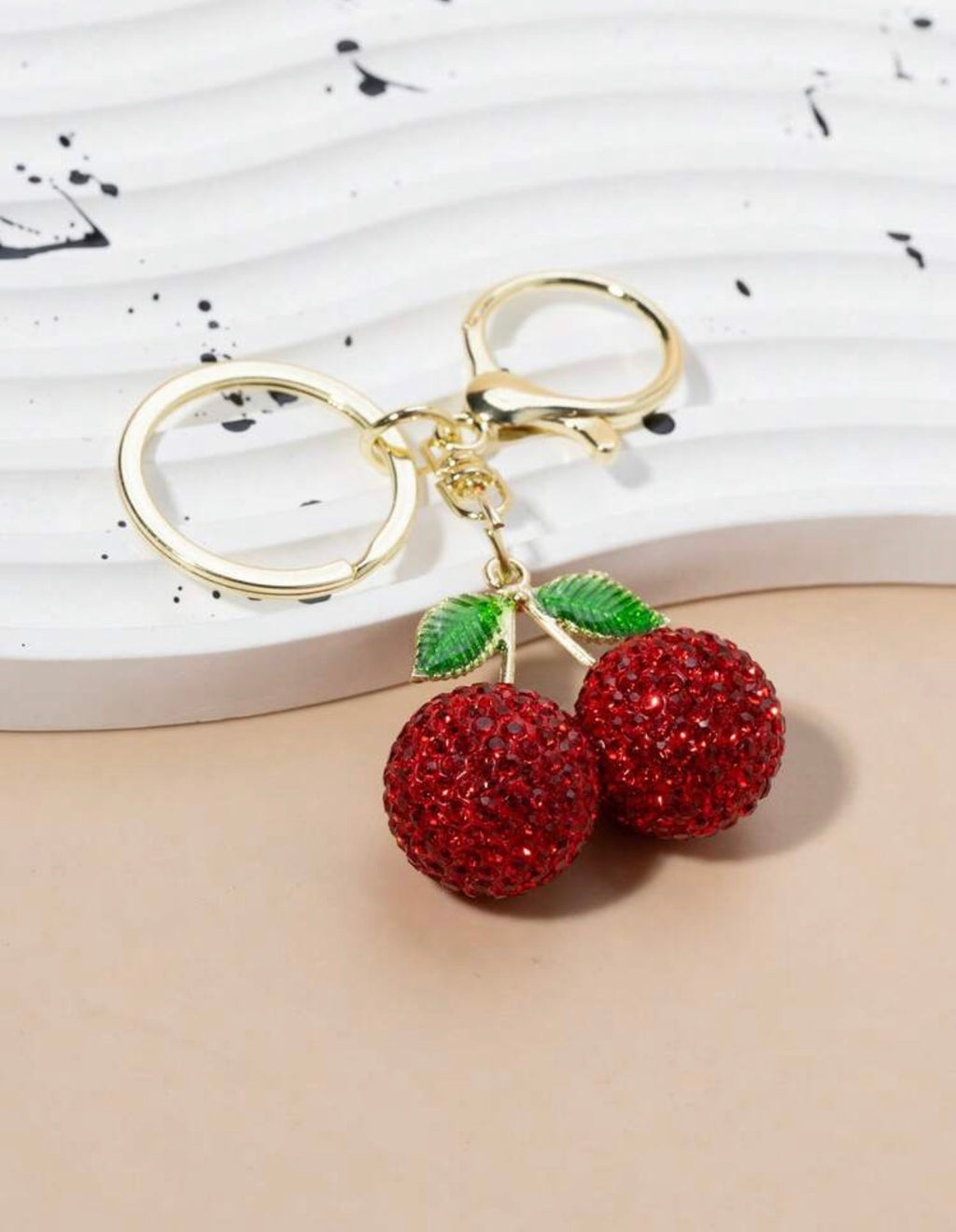 Sparkling Rhinestone Cherry Bag Charm