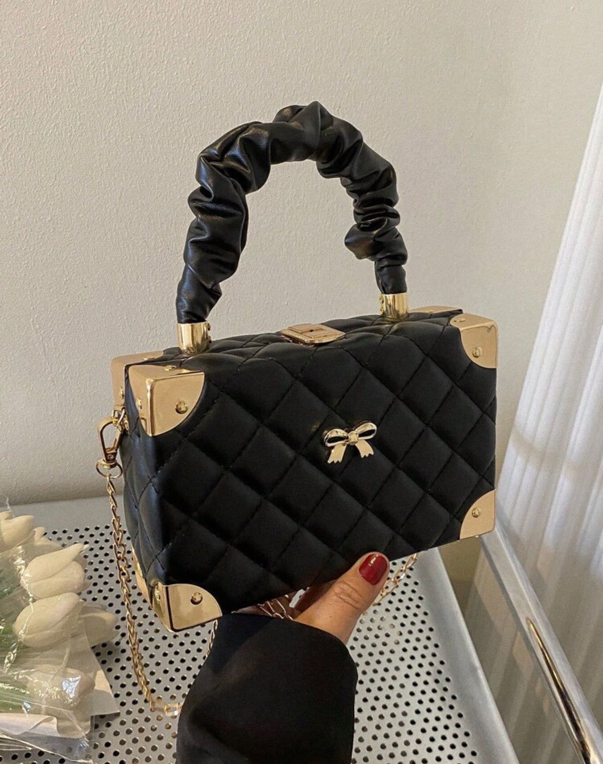 Faux Leather Box Trunk Bag –