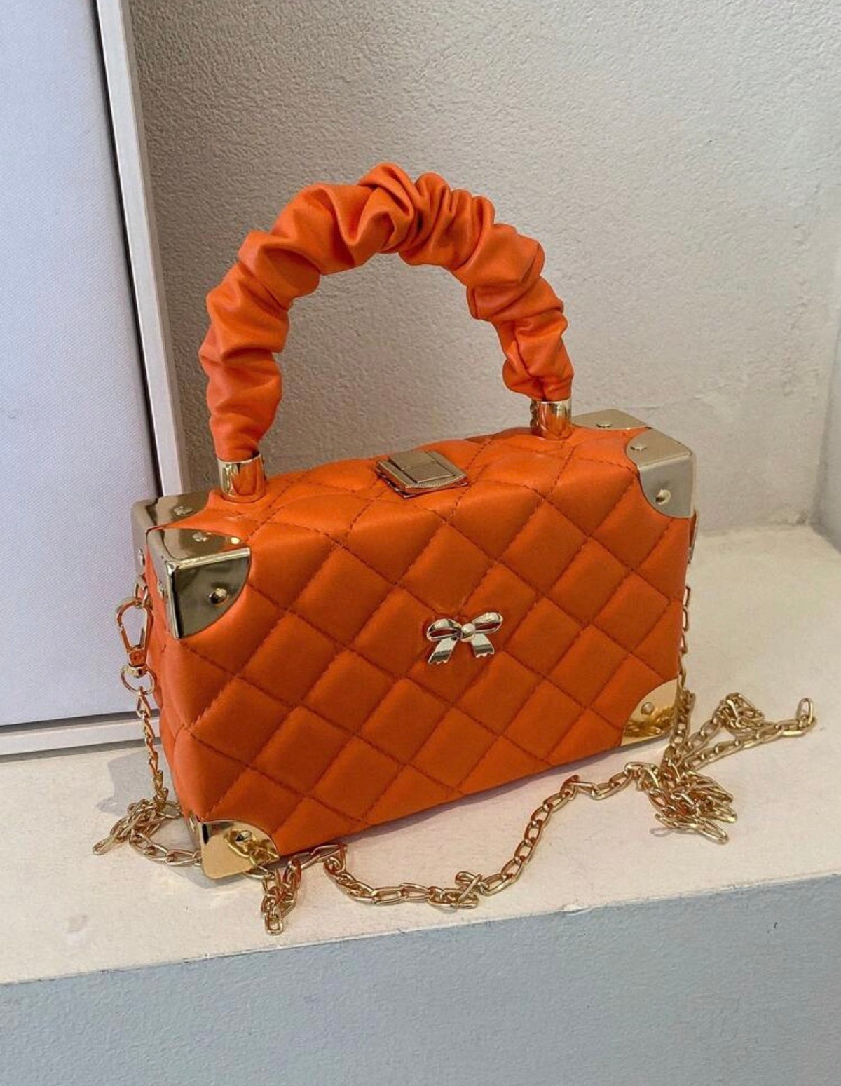 Faux Leather Box Trunk Bag –