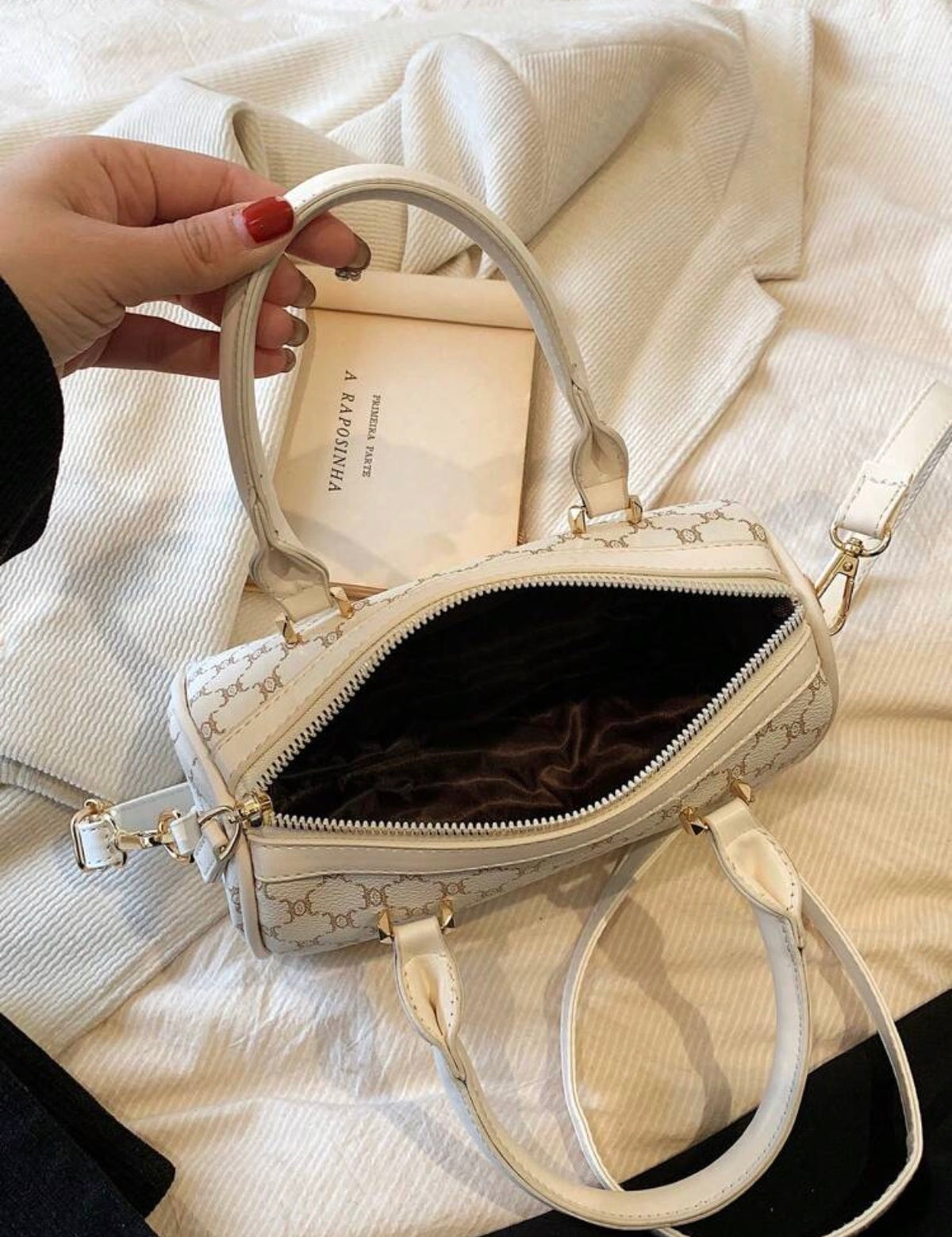 Vintage Monogram Barrel Handbag with Adjustable Crossbody Strap