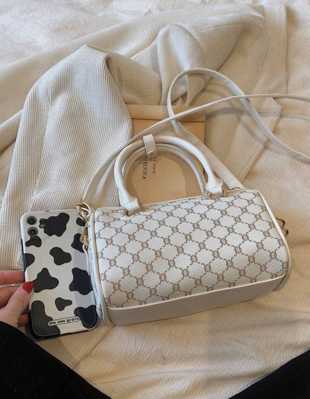 Vintage Monogram Barrel Handbag with Adjustable Crossbody Strap